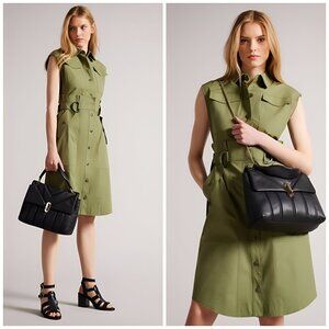 Ted Baker London Puffer Quilted Leather Shoulder Bag in Black Ayaah